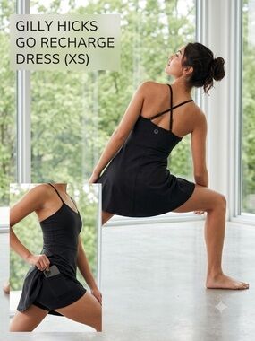 Gilly Hicks Go Recharge Active Dress Black XS Built In Shorts Pocket NWT